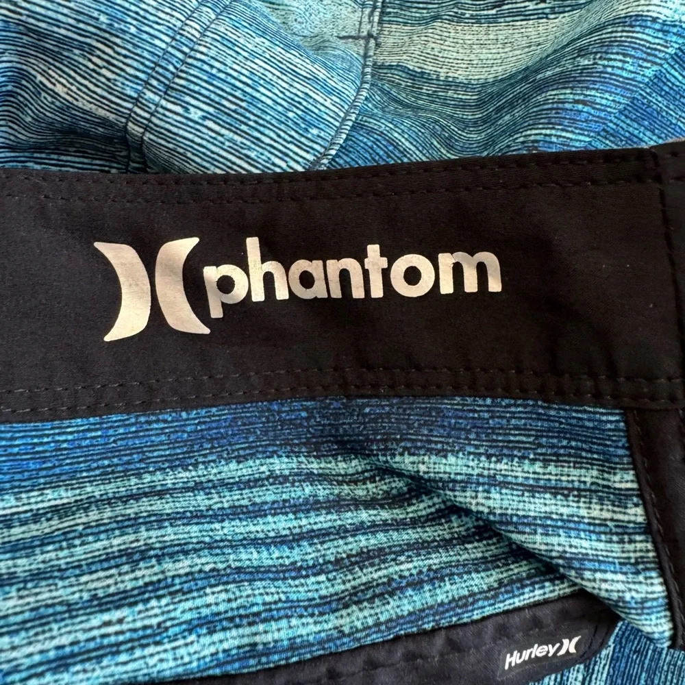 Hurley Phantom Size 36 Sandbar Board Shorts Swim Trunk Blue Striped‎ Surf